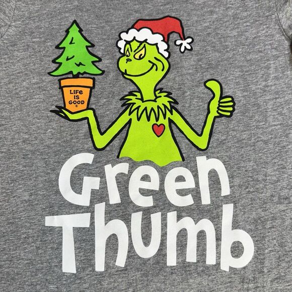 Life Is Good Womens Grinch Green Thumb Christmas Crusher Tee Small Short Sleeve - Picture 1 of 5